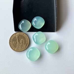 5 Pieces 16mm Each Aqua Blue Chalcedony Smooth Cushion Shaped Loose Gemstones, Aqua Chalcedony Cushion Cabochon, GDS1047/11