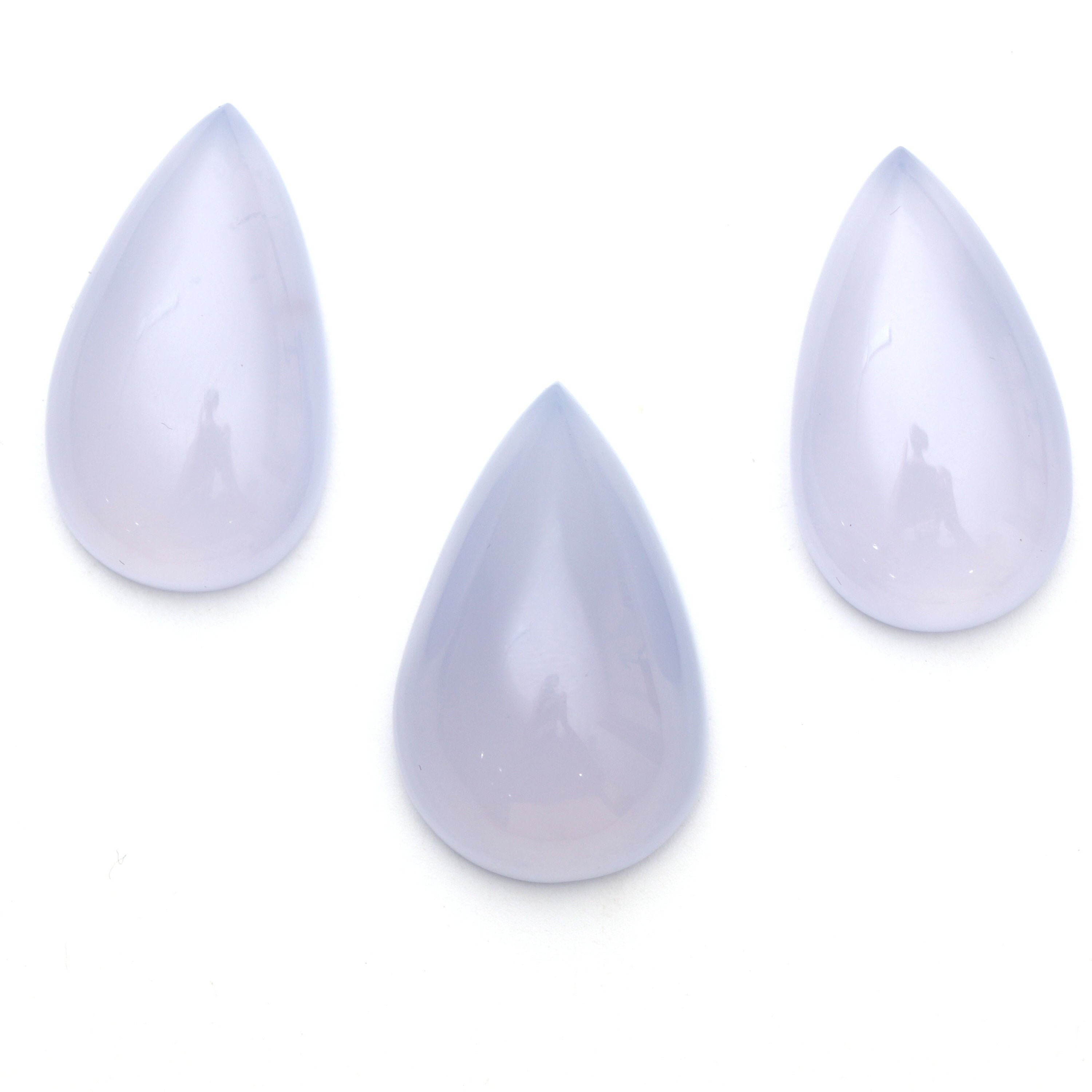 Aaa Quality Natural Blue Chalcedony Smooth Pear Cabochon Gemstone | 18x31 Mm To 20x32 Mm | Gemstone Cabochon | Set Of 3 Pieces Aaa Quality Natural Blue Chalcedony Smooth Pear Cabochon Gemstone | 18x31 Mm To 20x32 Mm | Gemstone Cabochon | Set Of 3 Pieces