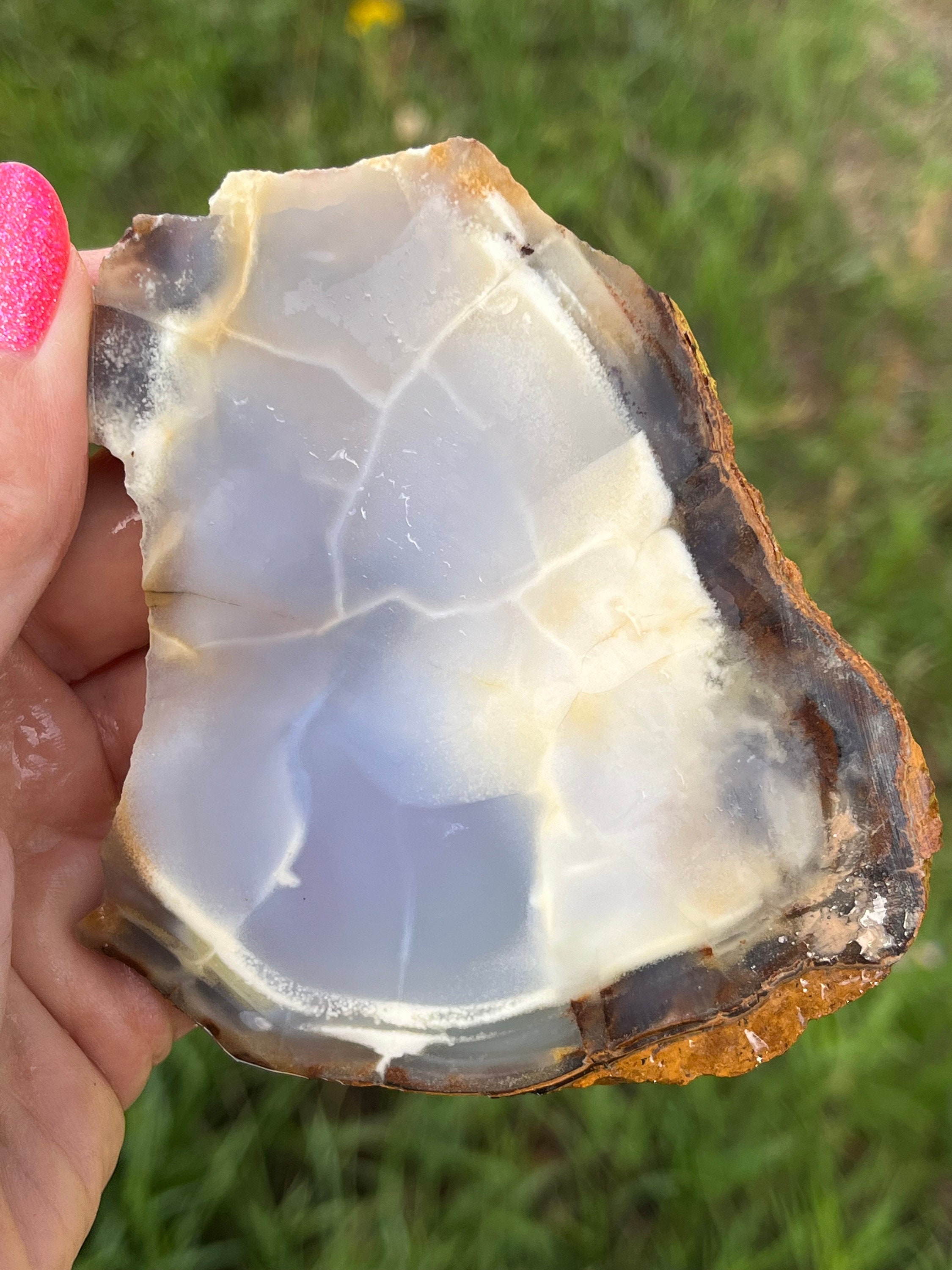 Blue Chalcedony Lapidary Slab Natural Stone Not Polished For Cabochons Blue Chalcedony Lapidary Slab Natural Stone Not Polished For Cabochons