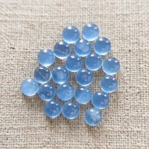 Natural Brazilian Blue Chalcedony Round Cabochon Gemstone – AAA+ Quality Flat Back Smooth Stone
