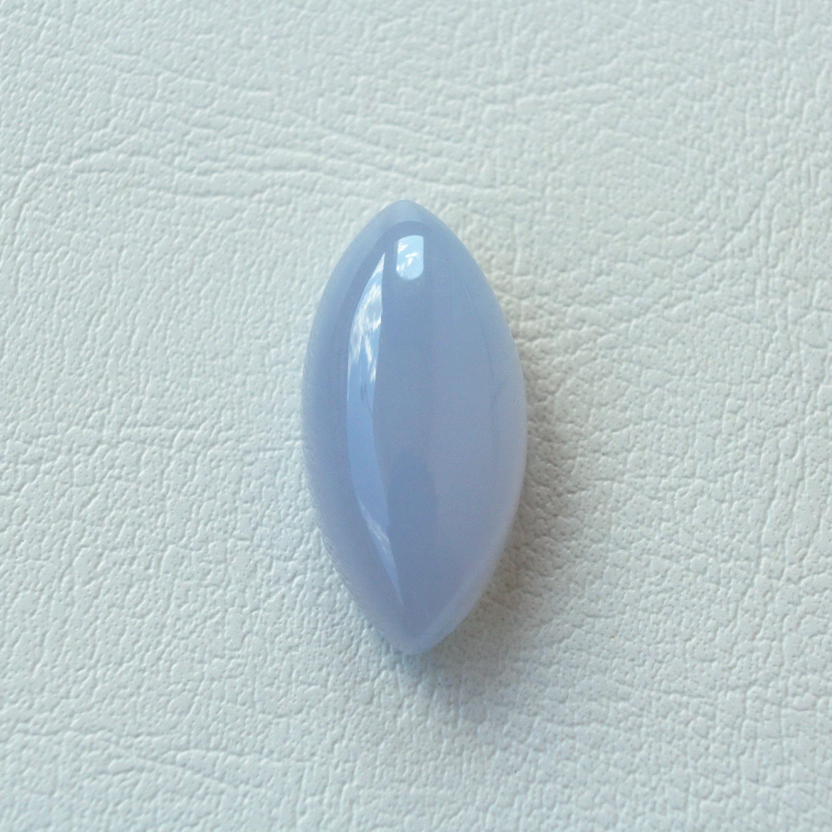 Natural Blue Chalcedony Gemstone, Marquise Cabochon Cut For Jewelry Making, 13x26mm 20.46ct