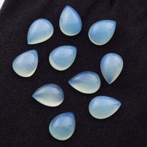 Natural Blue Chalcedony Pear Cabochon, Jewelry Making Gemstone (3x5-20x30mm)