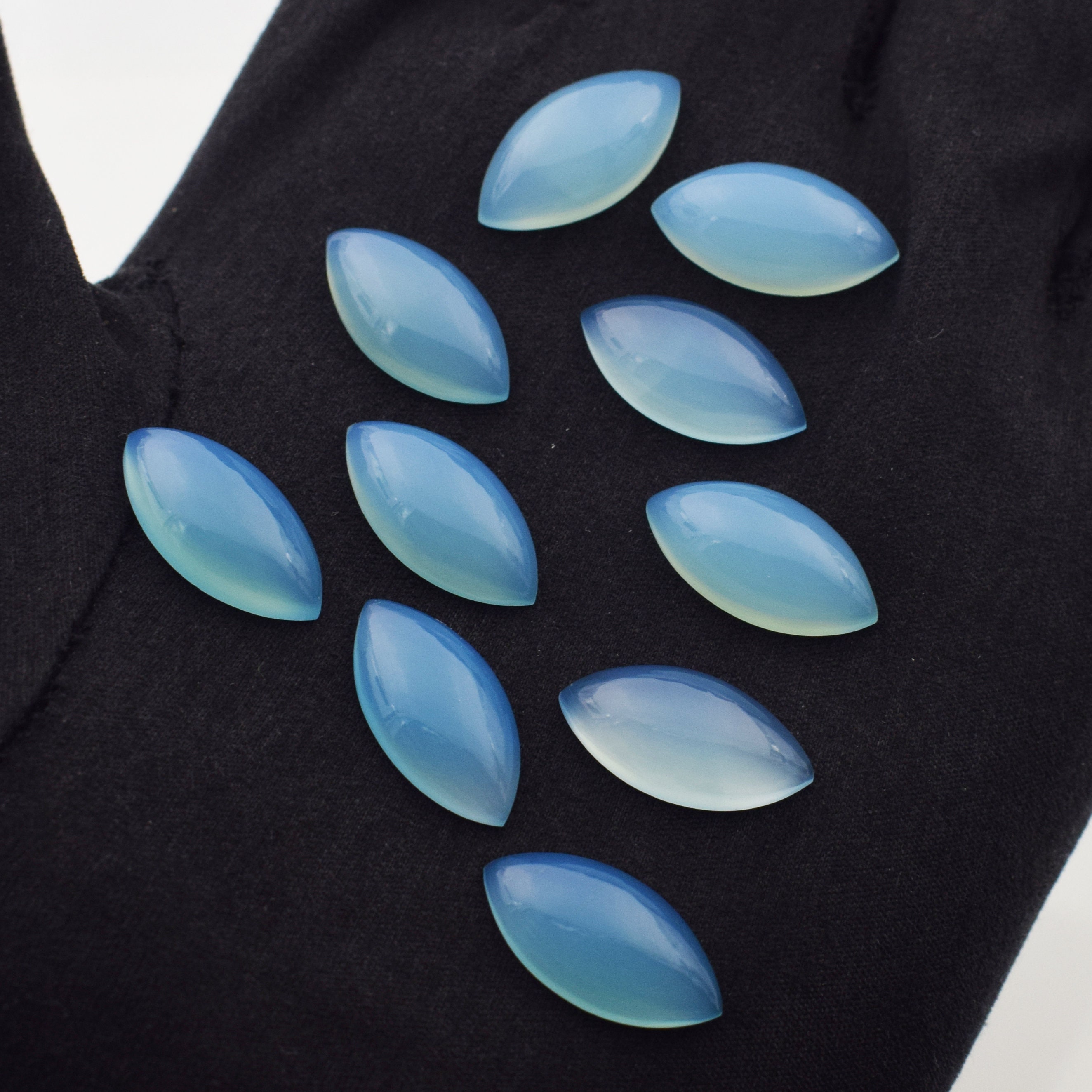 Natural Blue Chalcedony Smooth Marquise Shape Calibrated Flatback Cabochon Wholesale Gemstone For Jewelry Making All Sizes Available Natural Blue Chalcedony Smooth Marquise Shape Calibrated Flatback Cabochon Wholesale Gemstone For Jewelry Making All Sizes Available