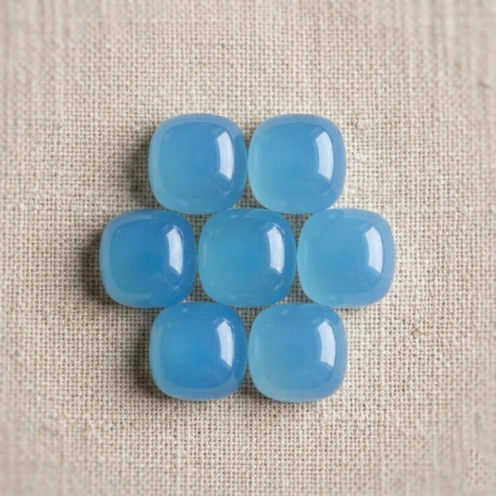 Natural Chalcedony Square Shape Cabochon Aaa+ Blue Chalcedony Smooth Cushion Calibrated Gemstone For Jewelry Making  All Sizes Available