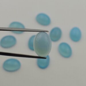 AAA+ Grade Blue Chalcedony Oval Shape Cabochon  Flat Back Calibrated Gemstone For Jewelry Making All Sizes Available