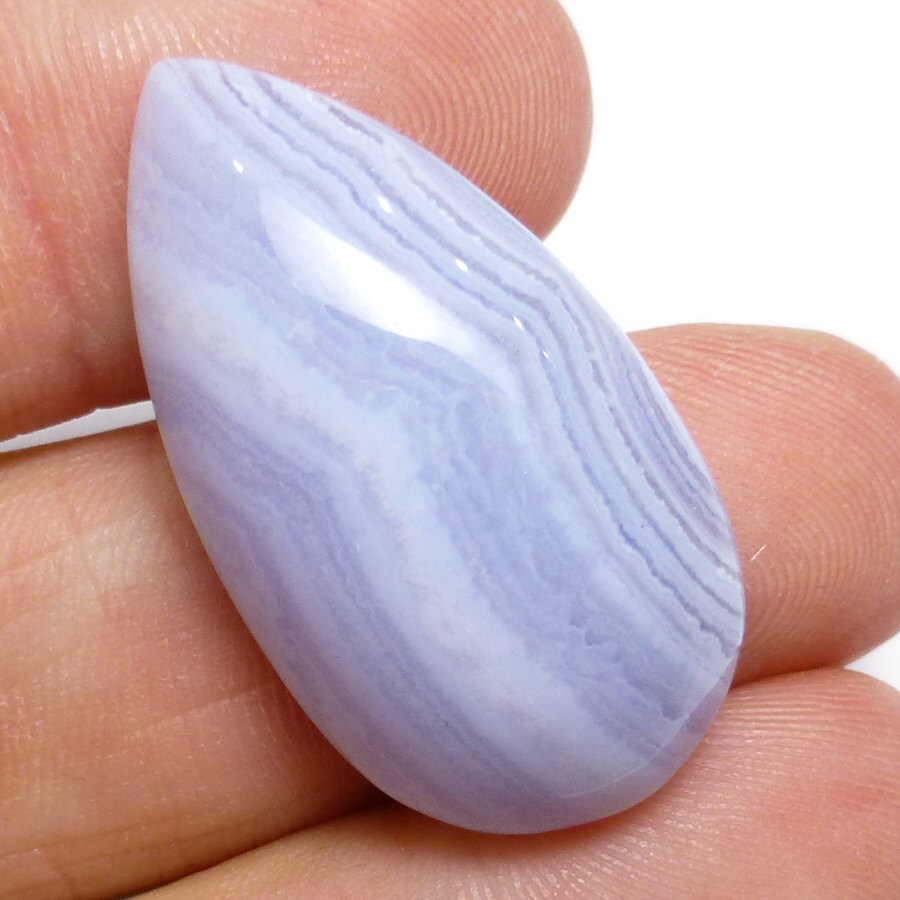 Blue Chalcedony Cabochon Pear Drop Natural Africa Lovely Stone Rare Find Malawi Hand Cut Lapidary Cornflower Lilac Sky Periwinkle Quality