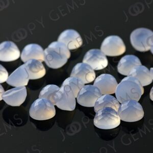 Blue Chalcedony Rose Cut Cabochon 8mm Round - Per Stone