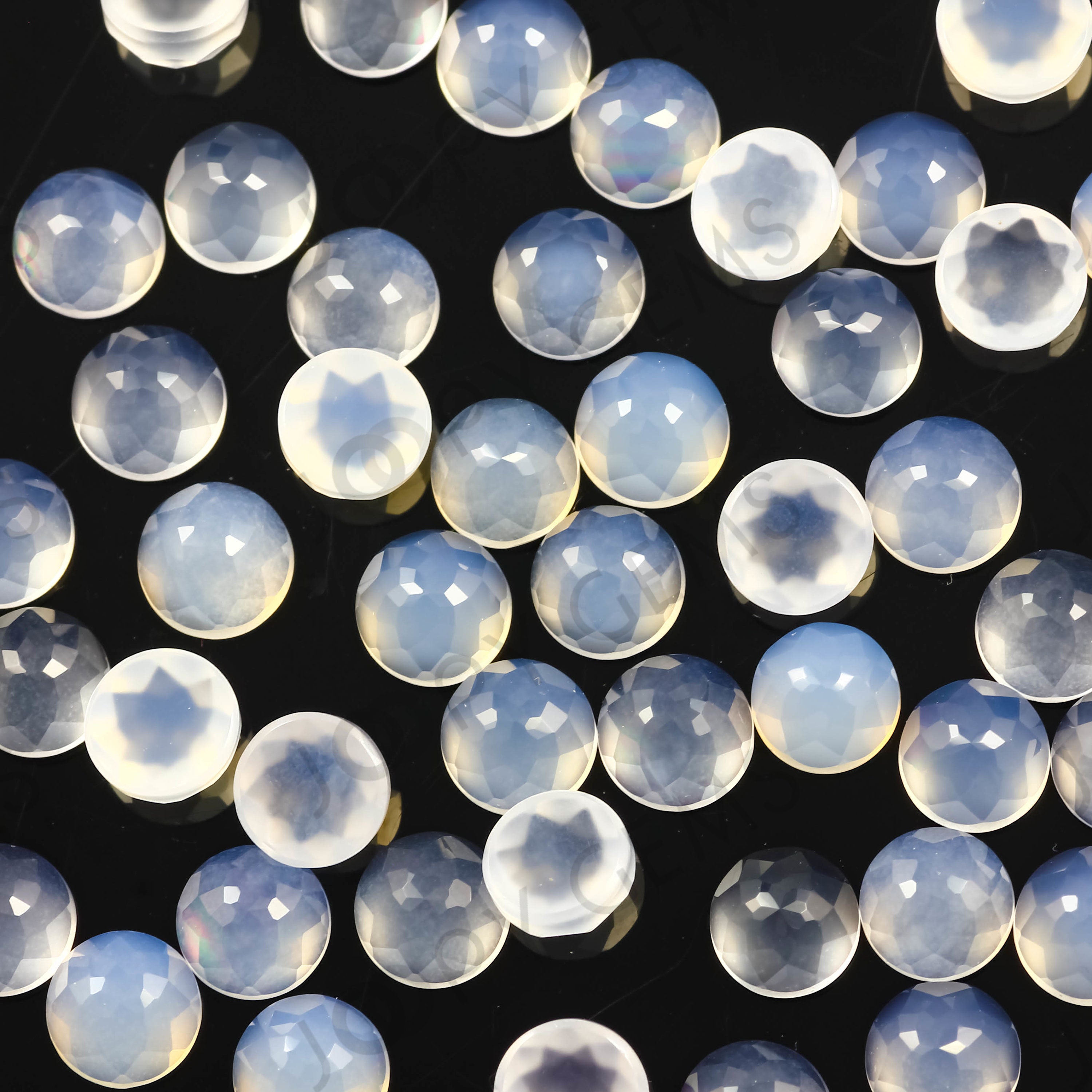 Blue Chalcedony Rose Cut Cabochon 4mm Round -  Per Stone