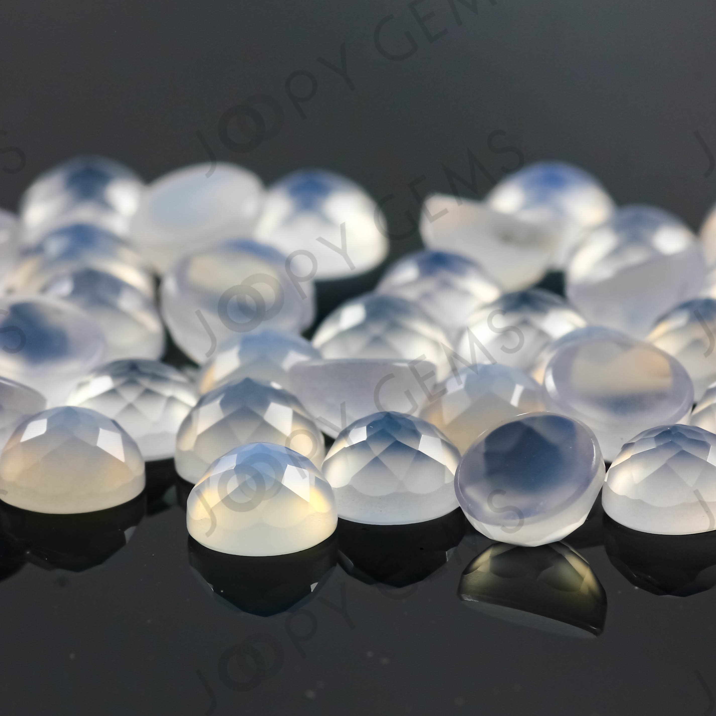 Blue Chalcedony Rose Cut Cabochon 6mm Round -  Per Stone