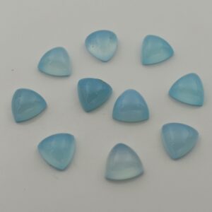 Blue Chalcedony Trillion Cabochon Calibrated Gemstone , Natural Flat Back Loose Stone For Jewelry Making , Triangle Cabochon Gemstone