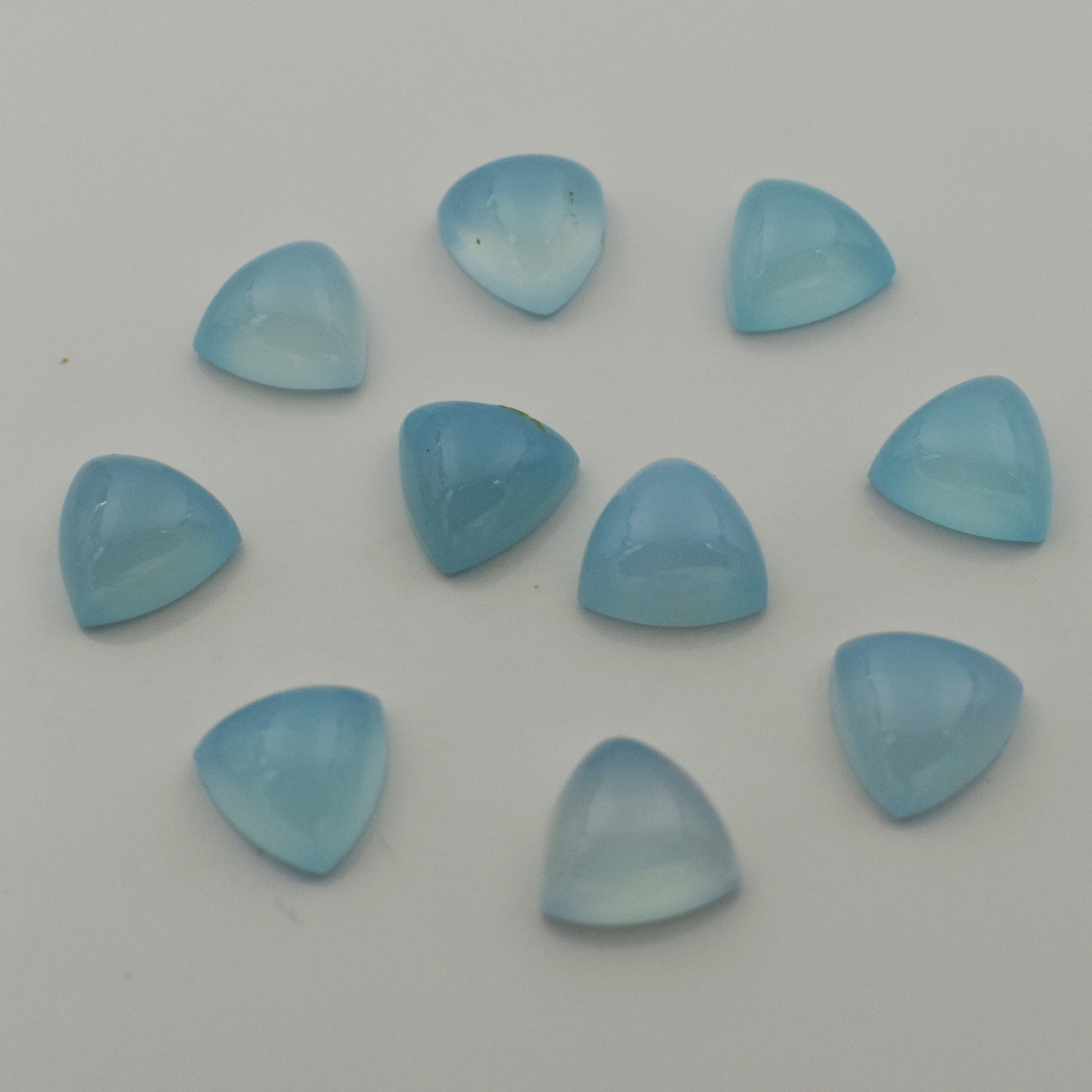 Blue Chalcedony Trillion Cabochon Calibrated Gemstone | Natural Flat Back Loose Stone For Jewelry Making | Triangle Cabochon Gemstone Blue Chalcedony Trillion Cabochon Calibrated Gemstone | Natural Flat Back Loose Stone For Jewelry Making | Triangle Cabochon Gemstone