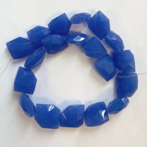 Blue Chalcedony 22x20x11mm Faceted Nugget Gemstone Beads---15.5"