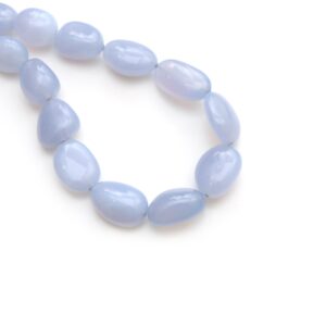 Blue Chalcedony Smooth Tumble Beads, 13x15 To 19x25 Mm, Chalcedony Jewelry Making Beads, Plain Chalcedony Beads, 21 Inches Full Strand