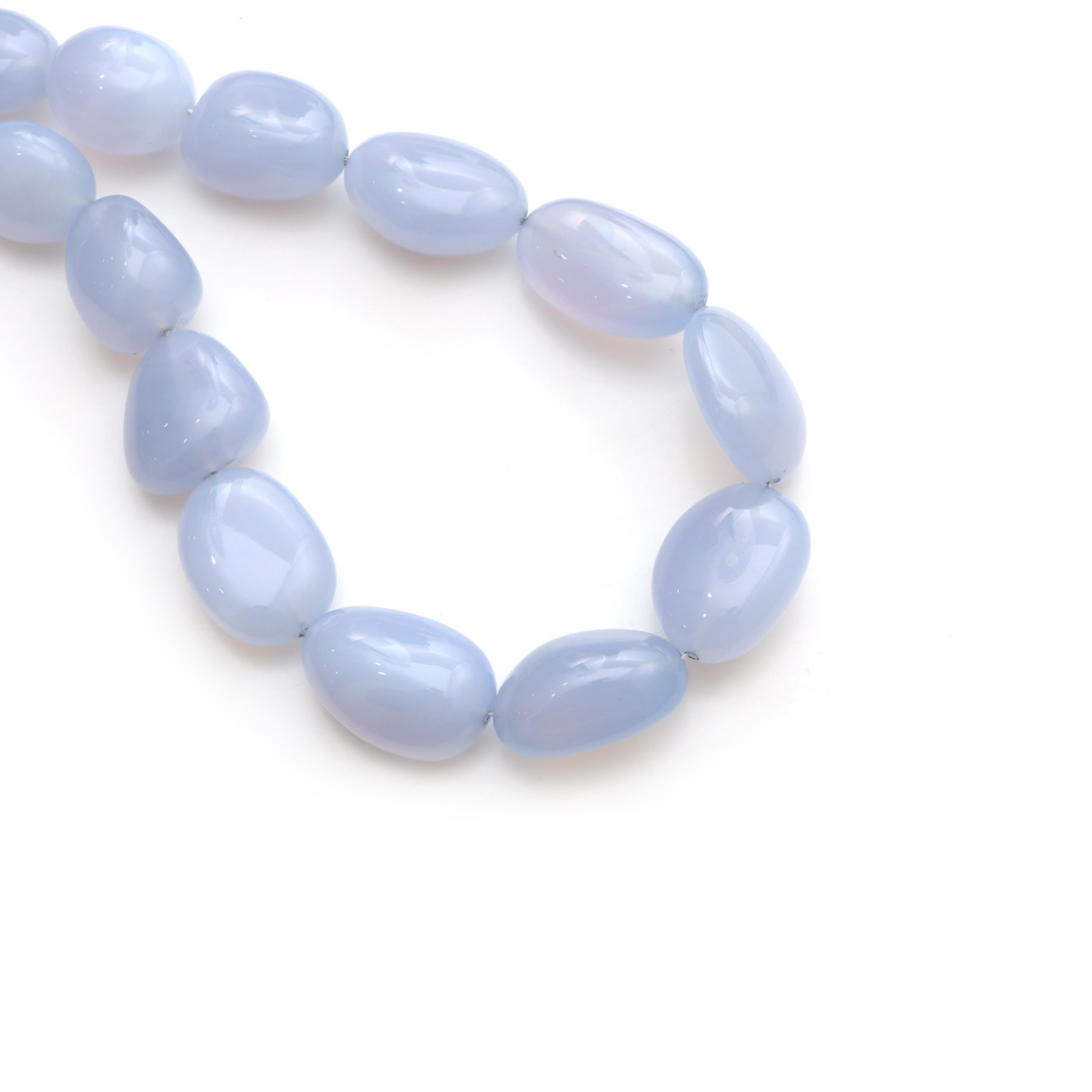 Blue Chalcedony Smooth Tumble Beads, 13x15 To 19x25 Mm, Chalcedony Jewelry Making Beads, Plain Chalcedony Beads, 21 Inches Full Strand Blue Chalcedony Smooth Tumble Beads, 13x15 To 19x25 Mm, Chalcedony Jewelry Making Beads, Plain Chalcedony Beads, 21 Inches Full Strand