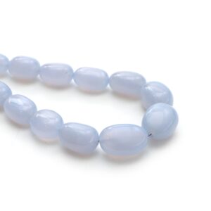 Blue Chalcedony Smooth Tumble Beads, 9x12 Mm To 18x23 Mm, Plain Chalcedony Beads, Tumble Shape Beads, 20 Inches Strand, Price Per Strand