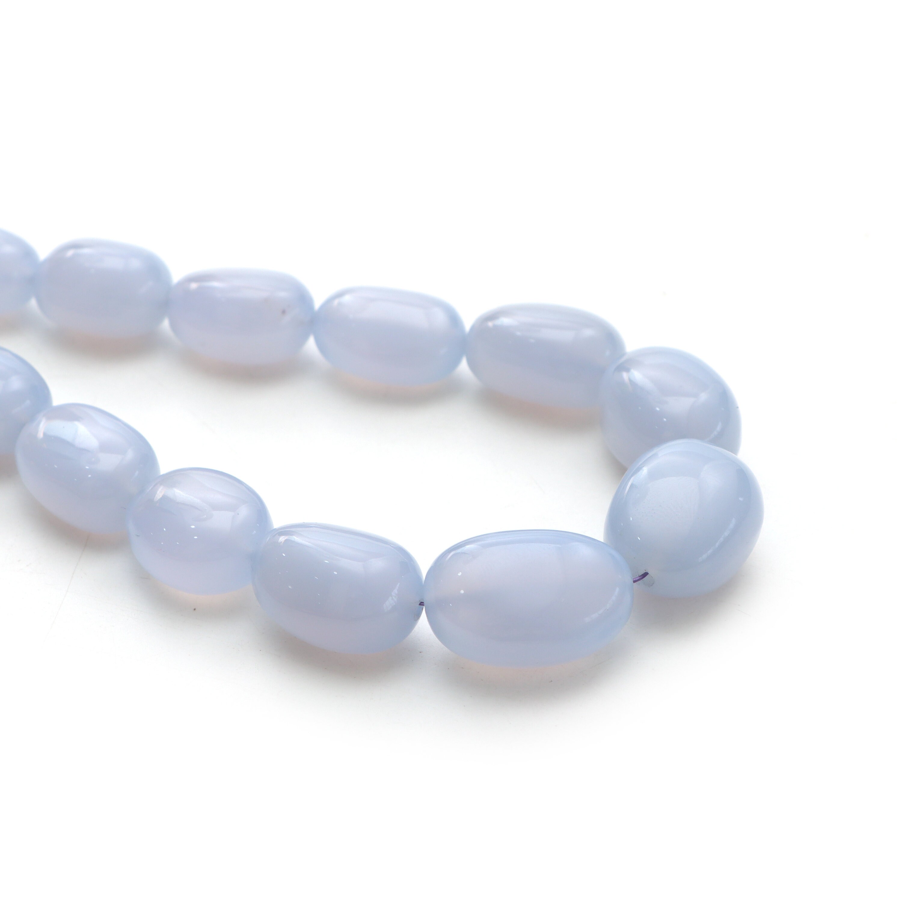 Blue Chalcedony Smooth Tumble Beads, 9x12 Mm To 18x23 Mm, Plain Chalcedony Beads, Tumble Shape Beads, 20 Inches Strand, Price Per Strand