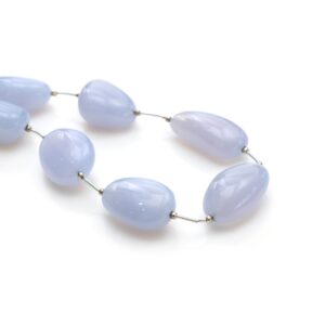 Blue Chalcedony Smooth Tumble Beads, 16x21 Mm To 17x29 Mm, Plain Chalcedony Beads, Tumble Shape Beads, 18 Inch Strand, Price Per Strand