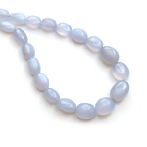 Blue Chalcedony Smooth Tumble Beads, 10x12 Mm To 14x20 Mm, Chalcedony Jewelry Making Beads, Plain Chalcedony Beads, 20 Inches Full Strand