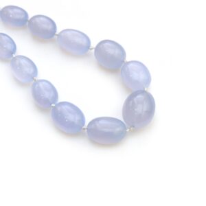 Blue Chalcedony Smooth Tumble Beads, 12x15.5 To 18x22 Mm, Chalcedony Jewelry Making Beads, Plain Chalcedony Beads, 20 Inches Full Strand