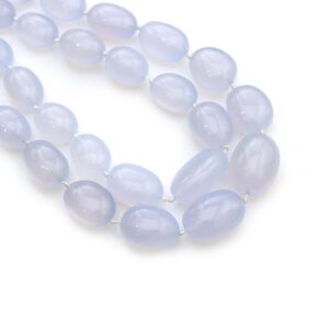 Blue Chalcedony Smooth Tumble Beads, 9x11.5 To 15.5x21 Mm, Chalcedony Jewelry Making Beads, Plain Chalcedony Beads, 20 Inches Full Strand