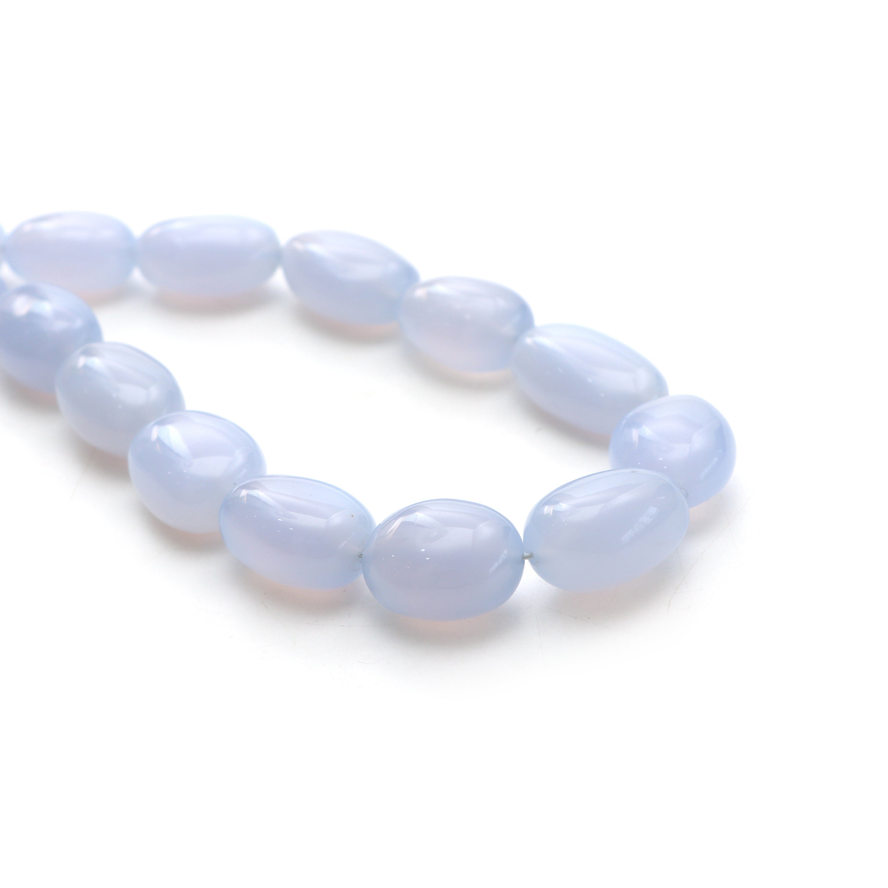 Blue Chalcedony Smooth Tumble Beads, 14x18 Mm To 16x20 Mm, Plain Chalcedony Beads, Tumble Shape Beads, 20 Inches Strand, Price Per Strand