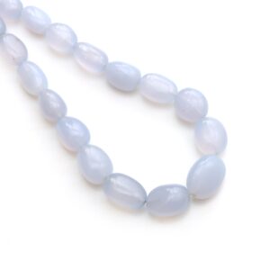 Blue Chalcedony Smooth Tumble Beads, 9x12.5 To 14x18.5 Mm, Chalcedony Jewelry Making Beads, Plain Chalcedony Beads, 20 Inches Full Strand