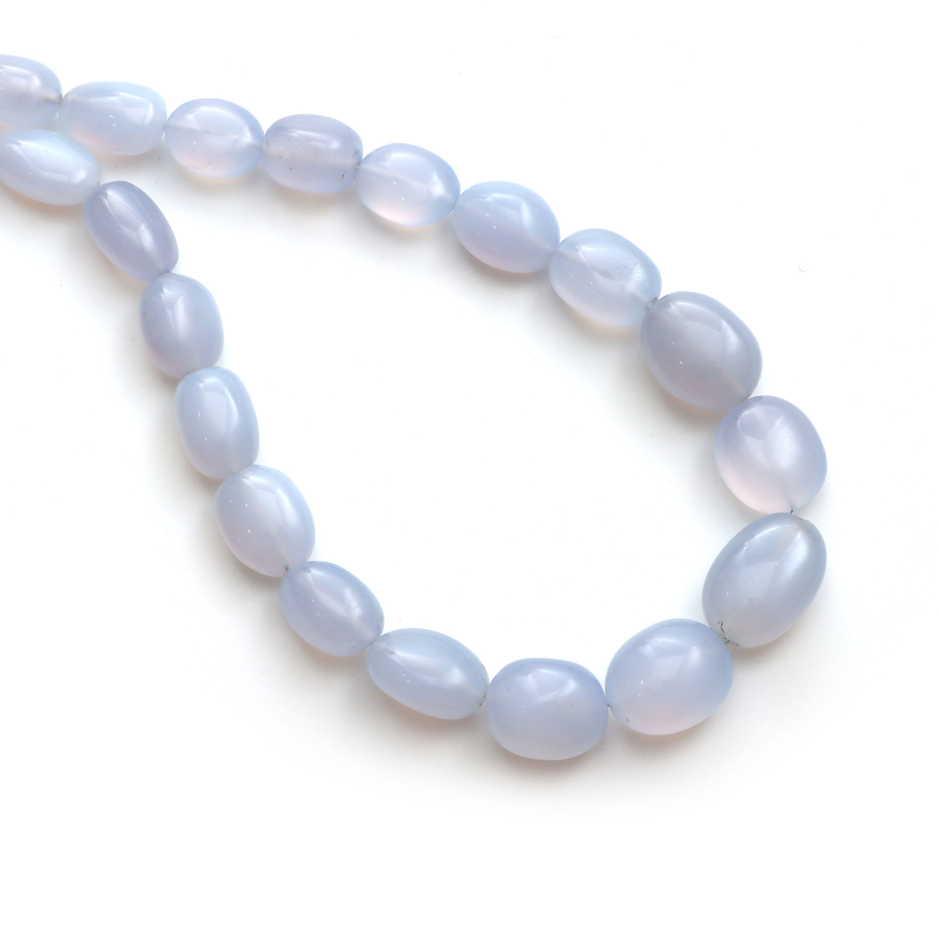 Blue Chalcedony Smooth Tumble Beads, 10x12 Mm To 14x20 Mm, Chalcedony Jewelry Making Beads, Plain Chalcedony Beads, 20 Inches Full Strand