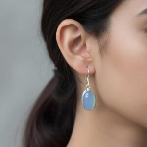 Blue Chalcedony 925 Sterling Silver Hook Earring