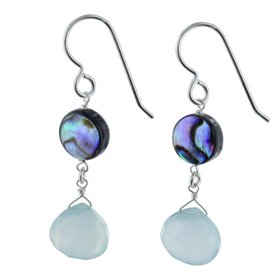 Aqua Blue Chalcedony, Mother Of Pearl Silver Dangle Earrings, Gemstone Earrings, Gift For Her, Birthday & Christmas Gifts Aqua Blue Chalcedony, Mother Of Pearl Silver Dangle Earrings, Gemstone Earrings, Gift For Her, Birthday & Christmas Gifts