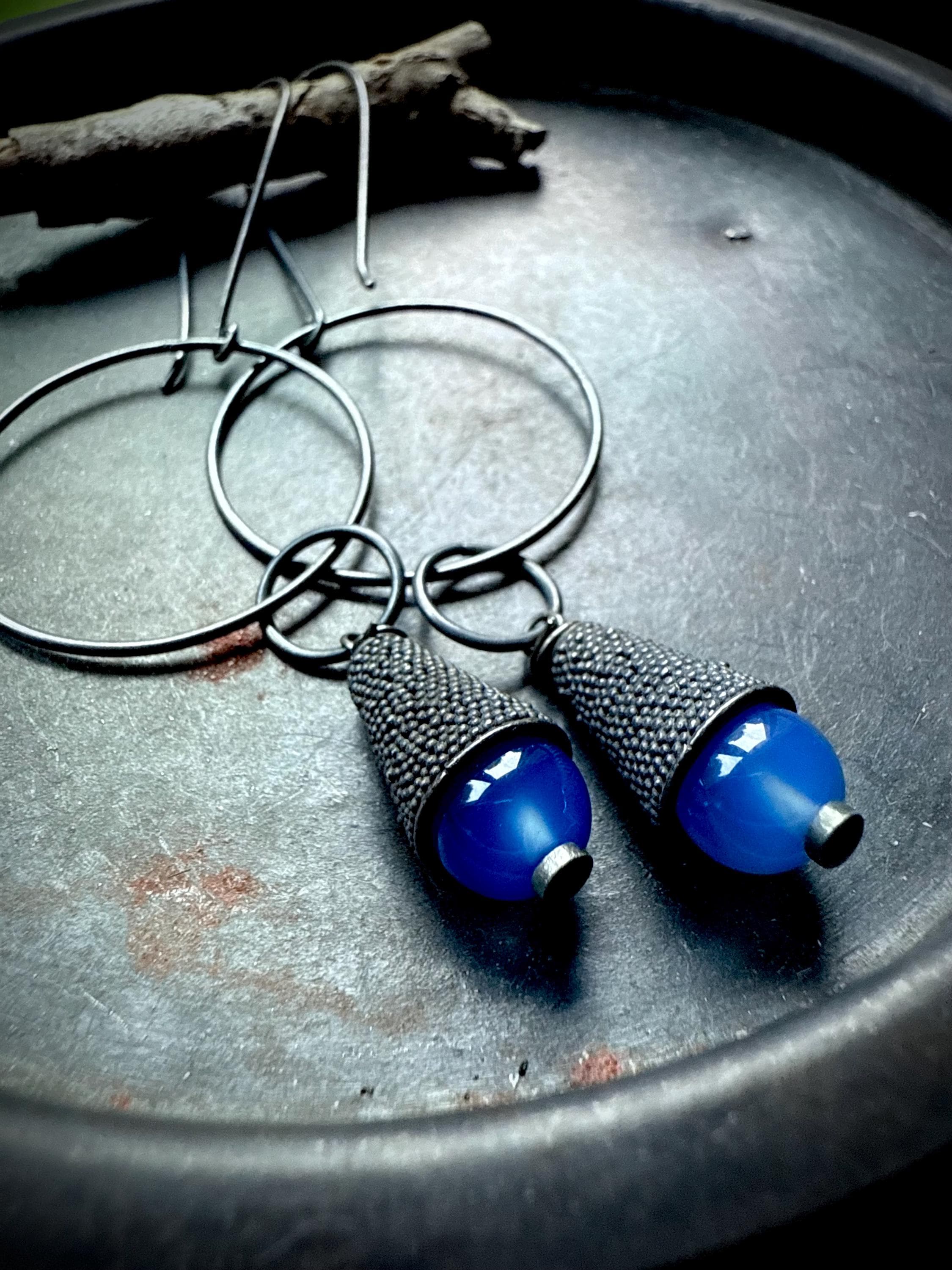 Blue Chalcedony Earrings, Dangle Earrings, Blue Stone Earrings