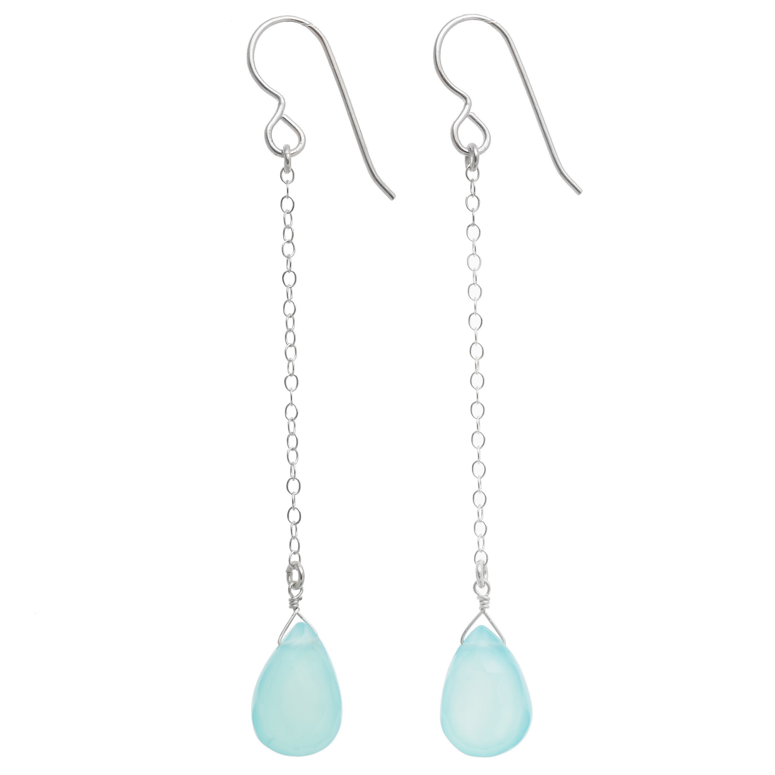 Long Blue Chalcedony Earrings, Genuine Gemstone Dangle Light Blue Earrings, Silver Jewelry, Birthday & Christmas Gifts For Her Long Blue Chalcedony Earrings, Genuine Gemstone Dangle Light Blue Earrings, Silver Jewelry, Birthday & Christmas Gifts For Her