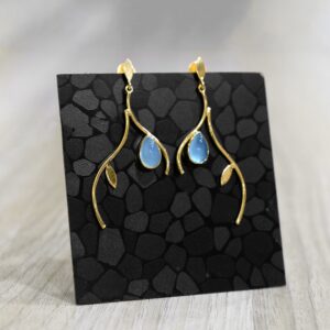Natural Blue Chalcedony Gemstone Earrings \ Tree Branches Earrings \ Antique Earrings \ Wedding Earrings \ Nature Earrings \ Dangle Earrings