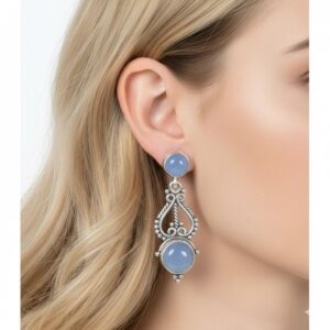 Blue Chalcedony Sterling Silver Stud Earrings: August Birthstone