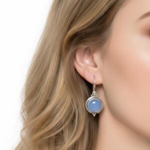 Blue Chalcedony Sterling Silver Earrings: August Birthstone Jewelry