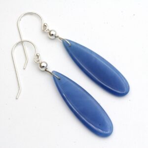 Blue Chalcedony Earrings: Sterling Silver Dangle, Natural Stone