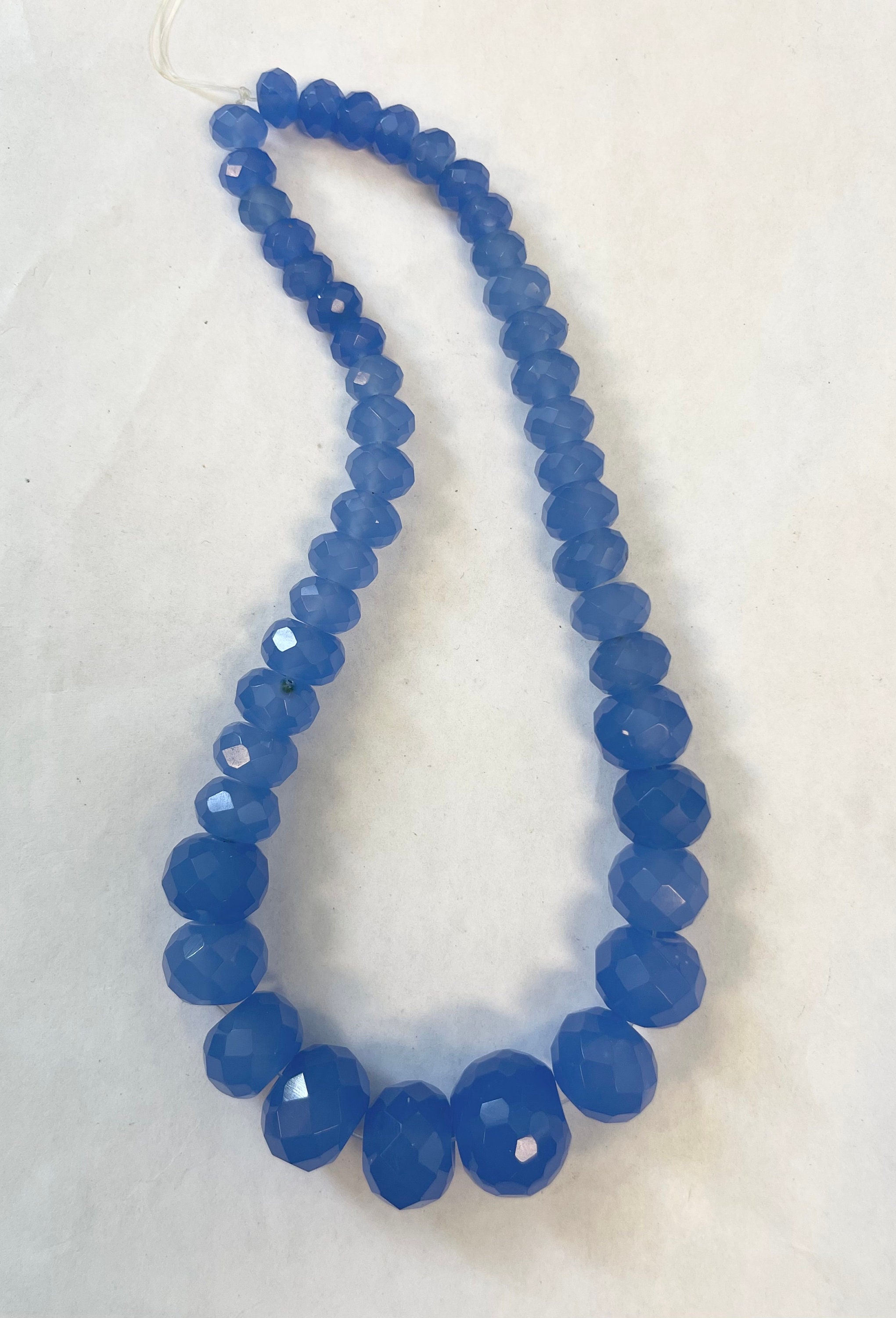 Blue Chalcedony 10x6mm-20x16mm Faceted Graduated Rondelle Gemstone Beads--15.5" Blue Chalcedony 10x6mm-20x16mm Faceted Graduated Rondelle Gemstone Beads--15.5"