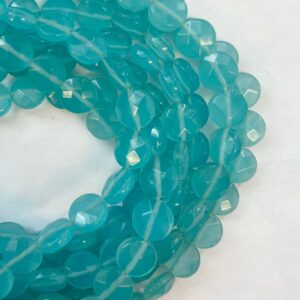 Blue Chalcedony 12x6mm Faceted Coin Gemstone Bead -15.5 inch strand- Blue Chalcedony 12x6mm Faceted Coin Gemstone Bead -15.5 inch strand-