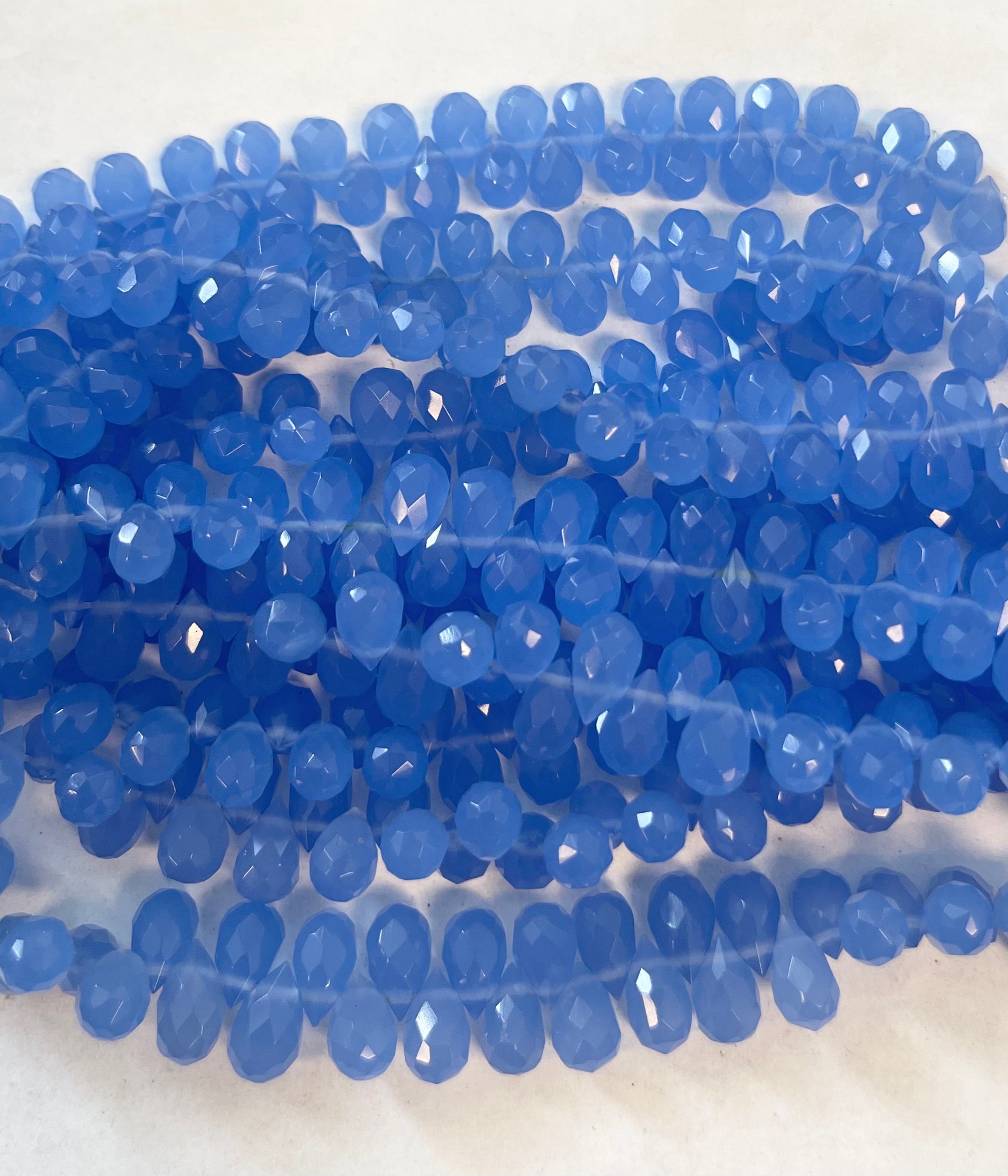 Blue Chalcedony 12x8mm Faceted Teardrop Gemstone Beads -7 Inch Strand--30 Beads