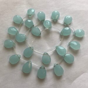 Blue Chalcedony 12x8x4mm Faceted Teardrop Gemstone Beads-~ -15.5 inch strand