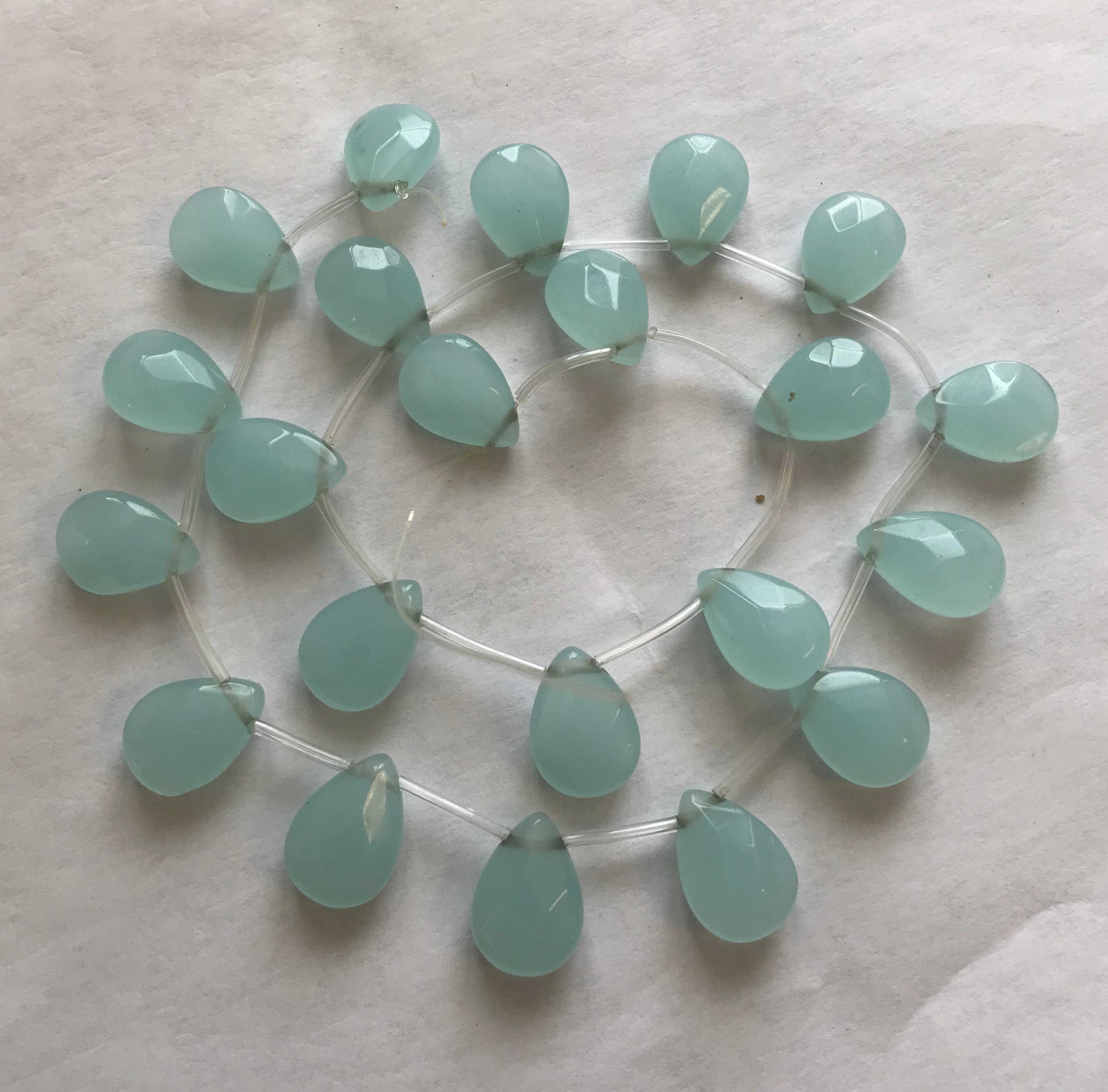Blue Chalcedony 12x8x4mm Faceted Teardrop Gemstone Beads-~ -15.5 Inch Strand