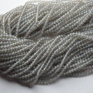 13 Inches Strand,Super Finest,Natural Grey Blue Chalcedony Faceted Rondelles Shape Beads,Size 3.20mm 13 Inches Strand,Super Finest,Natural Grey Blue Chalcedony Faceted Rondelles Shape Beads,Size 3.20mm