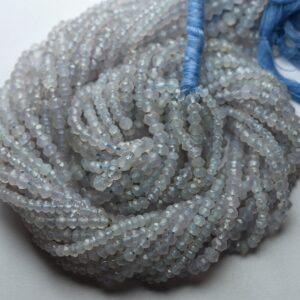 13 Inches Strand,Natural Holly Blue Chalcedony Faceted Rondelles Shape Beads,Size 3.30mm 13 Inches Strand,Natural Holly Blue Chalcedony Faceted Rondelles Shape Beads,Size 3.30mm