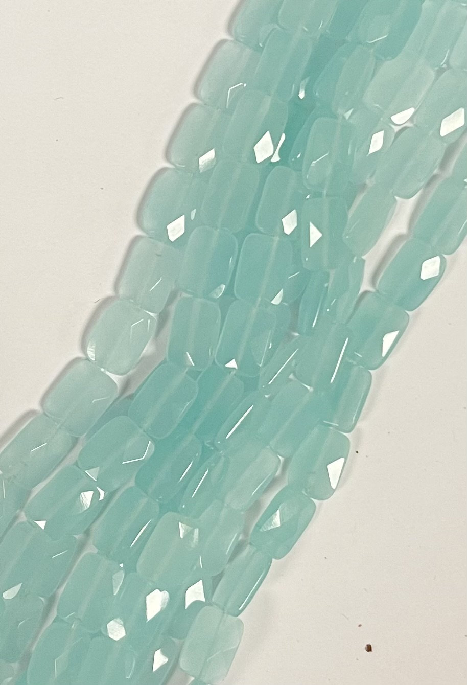 Blue Chalcedony 14x10x5mm Faceted Rectangle Gemstone Beads-- 15.5 Inch Strand