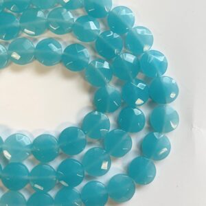 Blue Chalcedony 14x6mm Faceted Coin Gemstone Bead--15.5 inch strand Blue Chalcedony 14x6mm Faceted Coin Gemstone Bead--15.5 inch strand