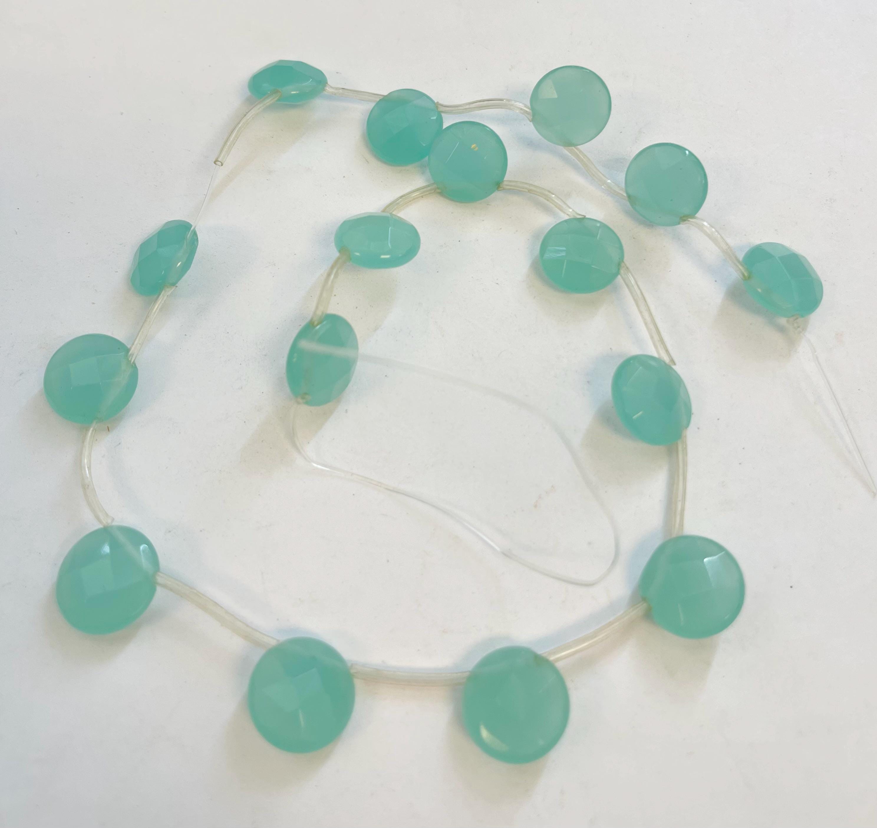 Blue Chalcedony 14x6mm Faceted Coin Gemstone Beads-~ -15.5 Inch Strand Blue Chalcedony 14x6mm Faceted Coin Gemstone Beads-~ -15.5 Inch Strand