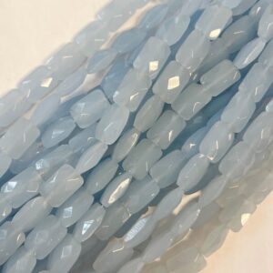 Blue Chalcedony 15x10x6mm Faceted Rectangle Gemstone Bead -15 inch strand