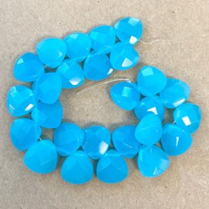 Blue Chalcedony 15x15x6mm Faceted Teardrop Natural Gemstone Bead -- 26 beads Blue Chalcedony 15x15x6mm Faceted Teardrop Natural Gemstone Bead -- 26 beads