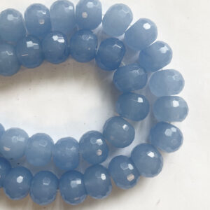 Blue Chalcedony 16x12mm Faceted Rondelle Gemstone Bead-~ -15.5 inch strand-