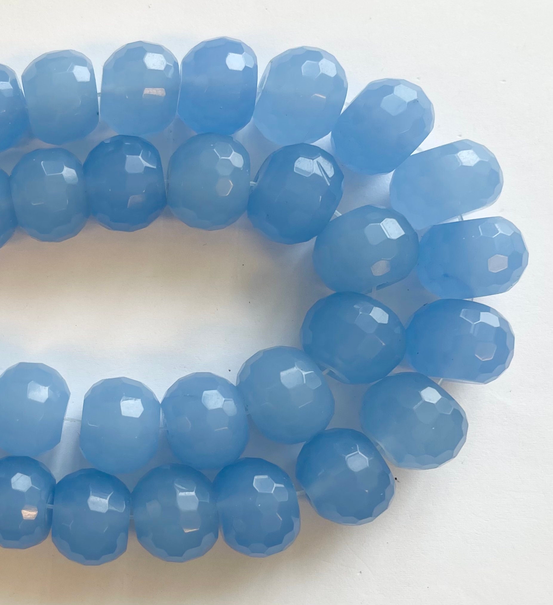 Blue Chalcedony 16x12mm Faceted Rondelle Gemstone Beads--15.5 Inch Strand