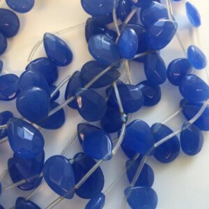 18x12x5mm blue chalcedony faceted flat teardrop Gemstone Beads 15.5 inches strand